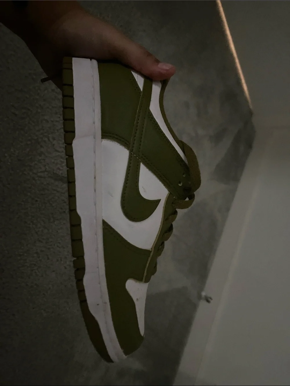 Nike Kids Olive Green and White Low-Top Sneakers